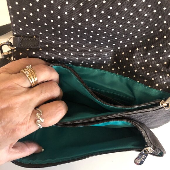 Thirty One Gray Polka Dot Crossbody Purse Adjustable Removable Strap - Picture 7 of 8